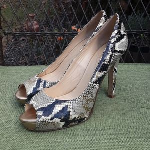 Kate Spade New York Snakeskin Metallic Platform Open Toe Heel.